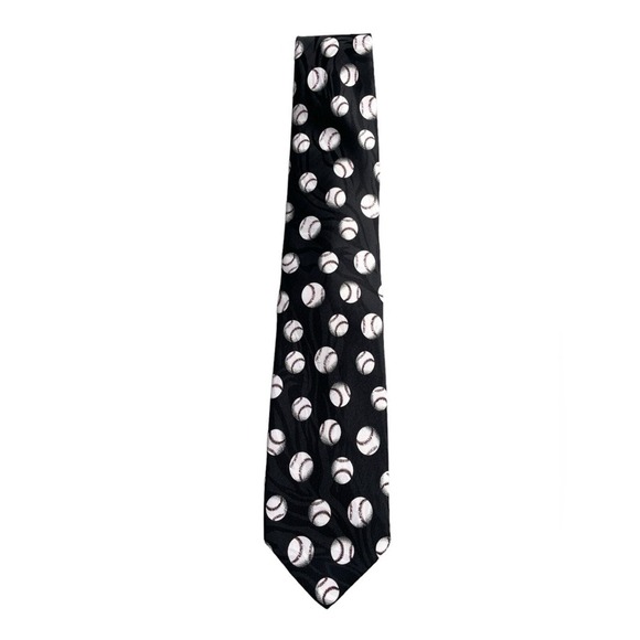 Beans McGee Other - Beans McGee Ball-O-Rama Black Baseball Print Tie, MLB, Baseball Lover, Unique